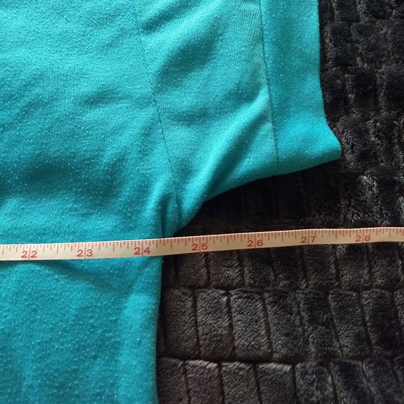 Vintage 80s turquoise t-shirt daydress napdress housedress - Picture 4 of 8